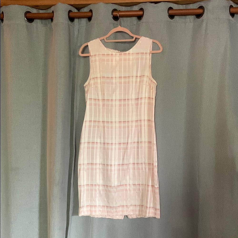 Sag Harbor Pink and White Sheath Dress Sleeveless Crew Neck Mini